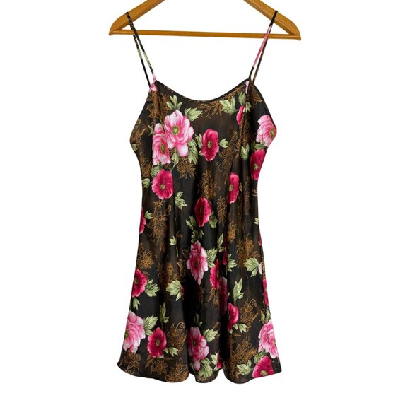 Sophia Delicates Lingerie Slip Dress Medium Bold Pink Roses Sexy Grunge Mob Wife - Picture 1 of 9